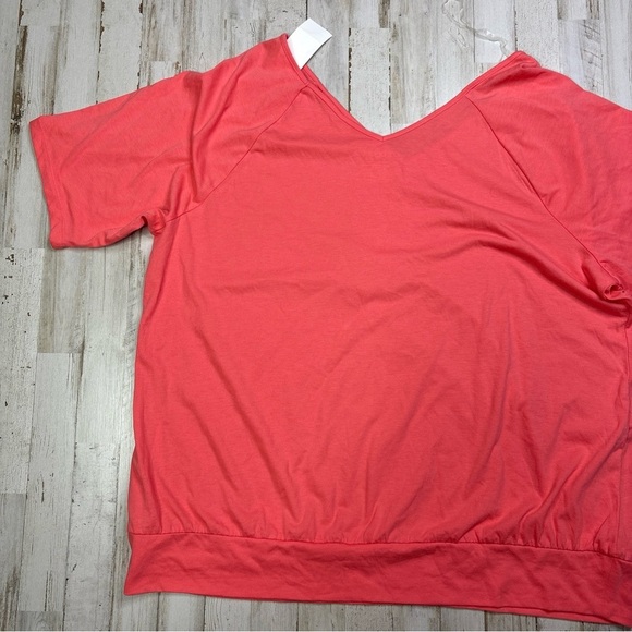 Lane Bryant Relaxed Fit Coral Pink Short Sleeve Beaded Shirt Size 22/24 - Picture 13 of 15